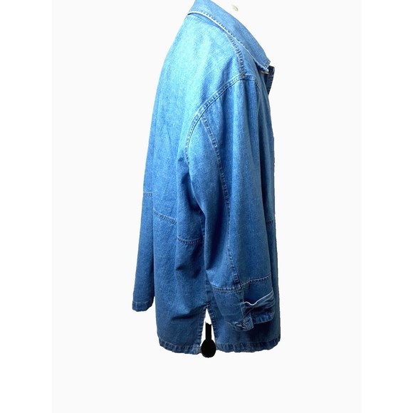 Vintage  90's Bill Blass Womens Sz 24W Distressed Blue Denim Jean Jacket Pockets - Picture 4 of 11